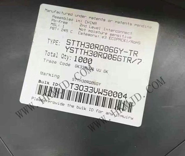 供應(yīng) STTH30RQ06GY 一款汽車級 600V、30A 超快軟恢復(fù)二極管