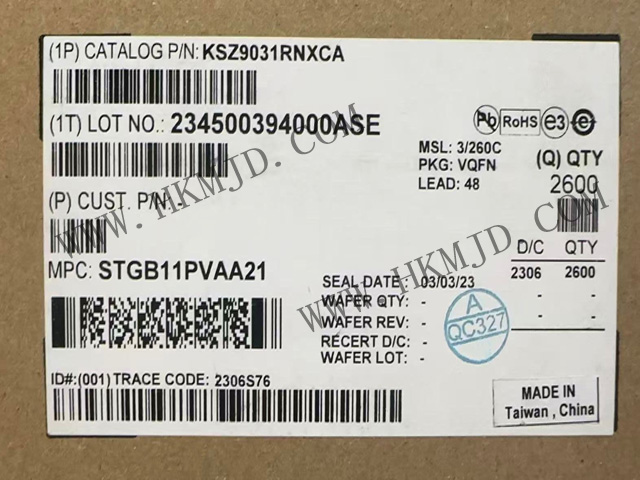 (Microchip) 以太網(wǎng)芯片 KSZ9031RNXCA 千兆以太網(wǎng)物理層收發(fā)器