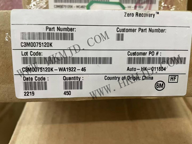 現(xiàn)貨供應(yīng) Wolfspeed C3M0075120K 1200V SiC MOSFET，75mΩ 低導(dǎo)通電阻